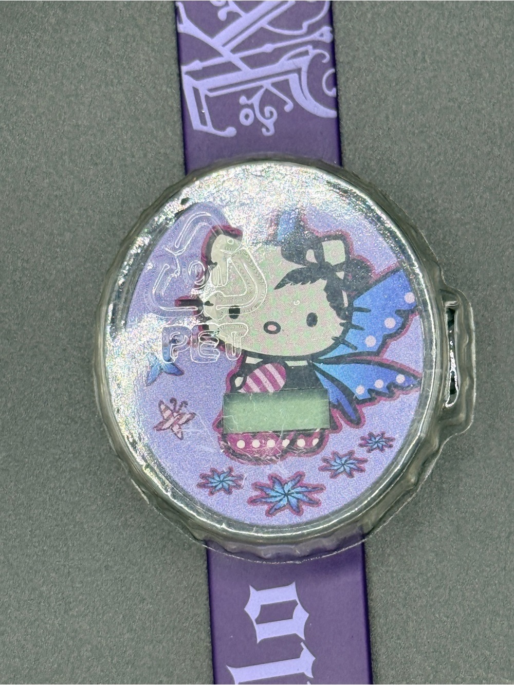 Vintage 2008 Hello Kitty McDonalds Watch Fairy   butterfly Purple Gothic Font